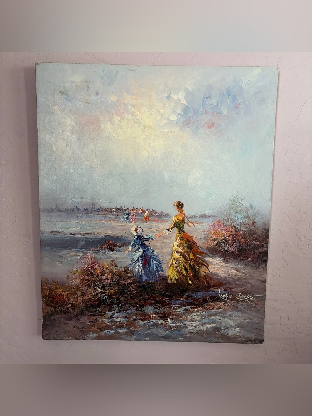 Original/Unframed 20” X 24” Oil Painting Of A Woman & Child-Marie Charlot